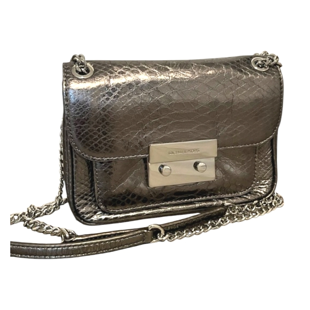Michael Kors Sloan Silver Python embossed Leather Crossbody Purse